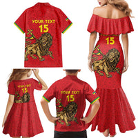 Custom Ethiopia Football Family Matching Mermaid Dress and Hawaiian Shirt Come On Walia Ibex