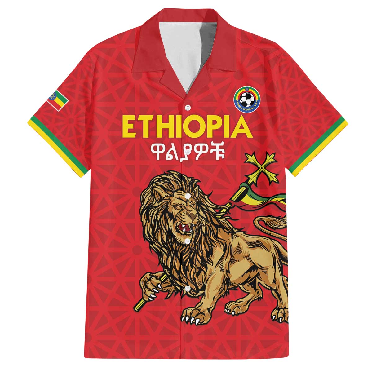 Custom Ethiopia Football Family Matching Off The Shoulder Long Sleeve Dress and Hawaiian Shirt Come On Walia Ibex