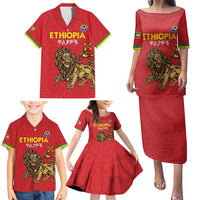 Custom Ethiopia Football Family Matching Puletasi and Hawaiian Shirt Come On Walia Ibex