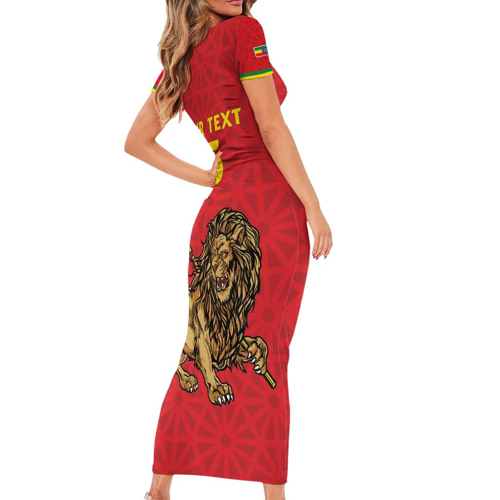 Custom Ethiopia Football Family Matching Short Sleeve Bodycon Dress and Hawaiian Shirt Come On Walia Ibex
