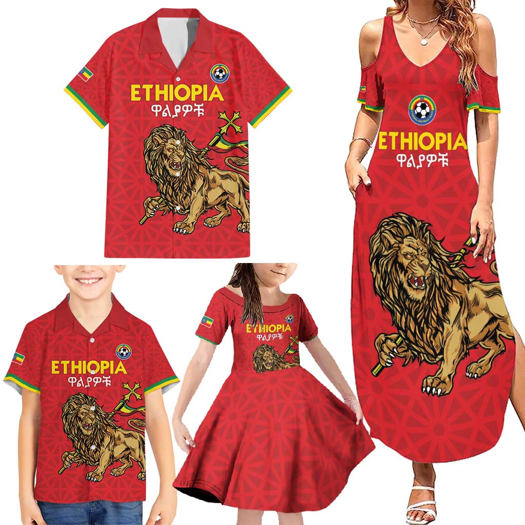 Custom Ethiopia Football Family Matching Summer Maxi Dress and Hawaiian Shirt Come On Walia Ibex