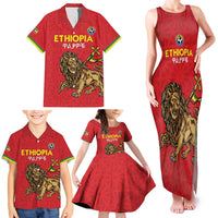 Custom Ethiopia Football Family Matching Tank Maxi Dress and Hawaiian Shirt Come On Walia Ibex