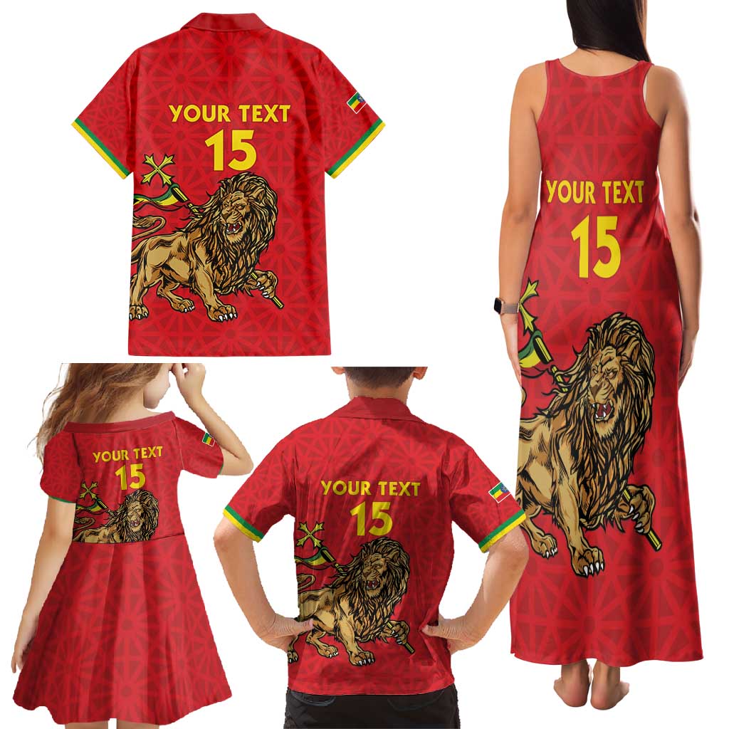 Custom Ethiopia Football Family Matching Tank Maxi Dress and Hawaiian Shirt Come On Walia Ibex