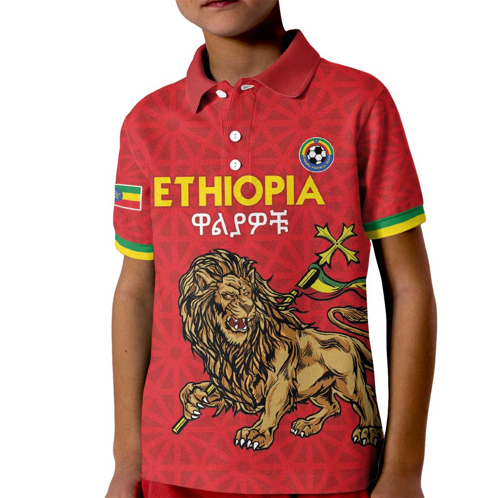 Custom Ethiopia Football Kid Polo Shirt Come On Walia Ibex