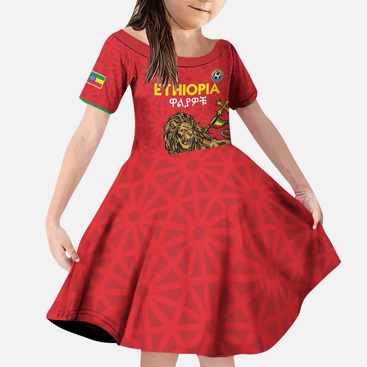 Custom Ethiopia Football Kid Short Sleeve Dress Come On Walia Ibex