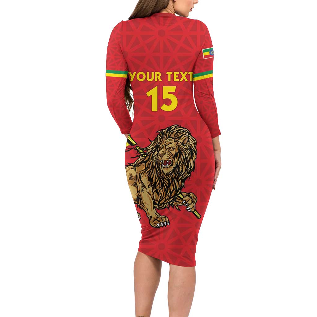 Custom Ethiopia Football Long Sleeve Bodycon Dress Come On Walia Ibex