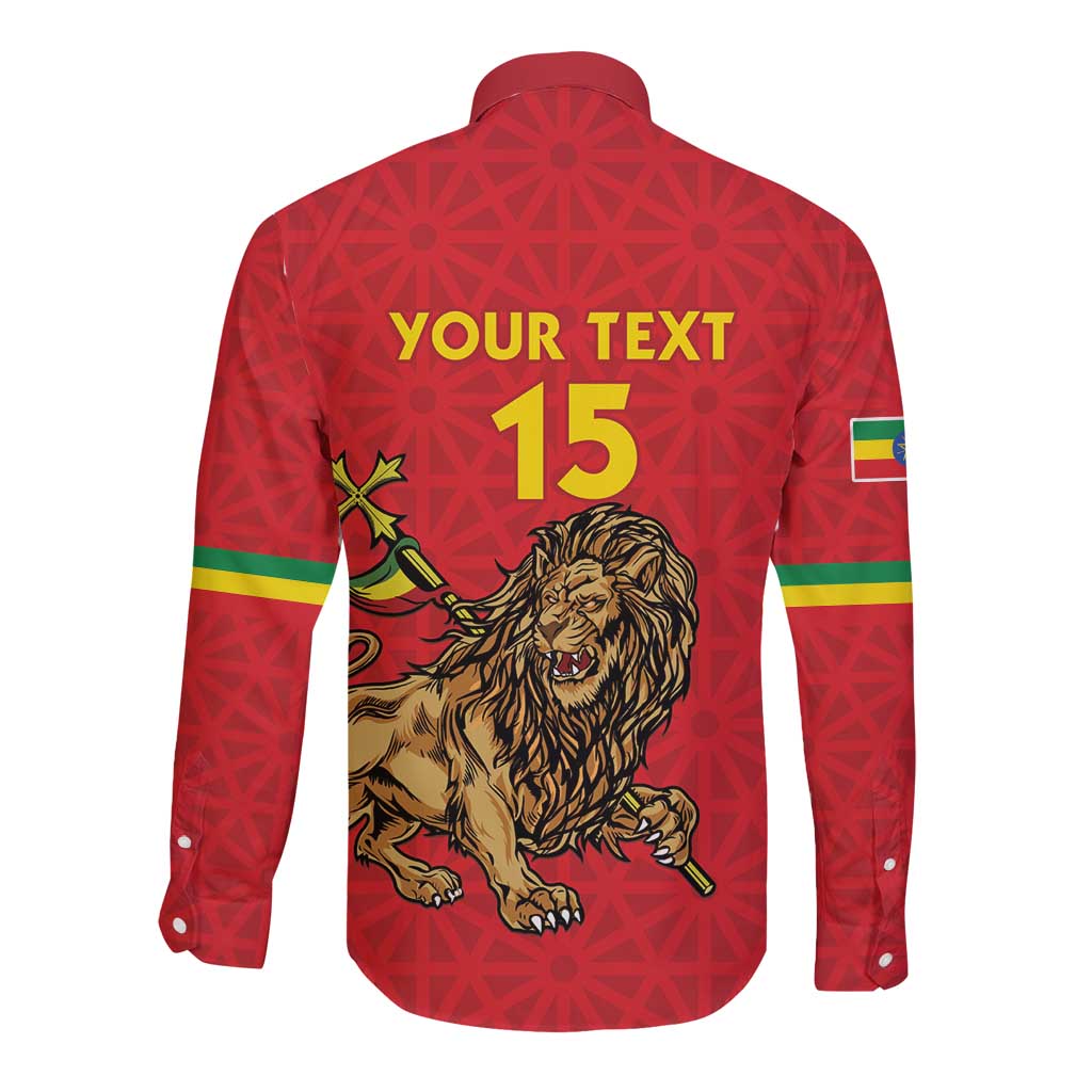 Custom Ethiopia Football Long Sleeve Button Shirt Come On Walia Ibex