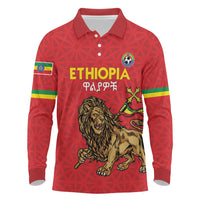 Custom Ethiopia Football Long Sleeve Polo Shirt Come On Walia Ibex