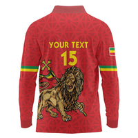Custom Ethiopia Football Long Sleeve Polo Shirt Come On Walia Ibex