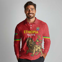 Custom Ethiopia Football Long Sleeve Polo Shirt Come On Walia Ibex