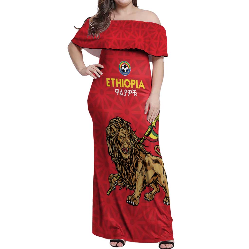 Custom Ethiopia Football Off Shoulder Maxi Dress Come On Walia Ibex