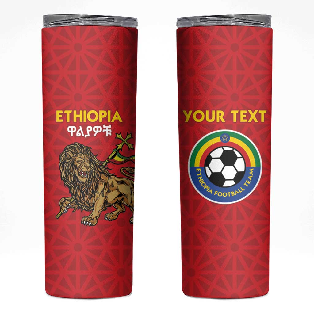 Custom Ethiopia Football Skinny Tumbler Come On Walia Ibex