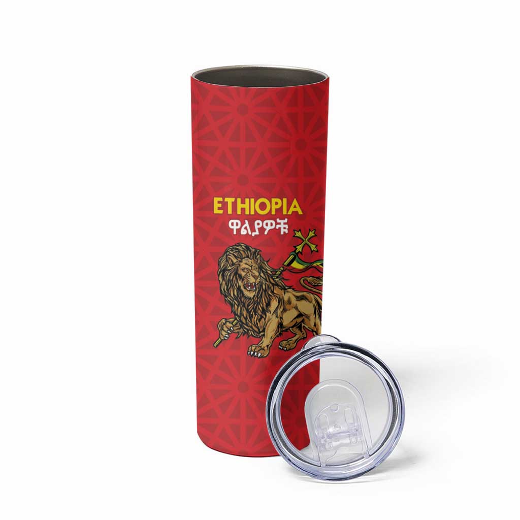 Custom Ethiopia Football Skinny Tumbler Come On Walia Ibex