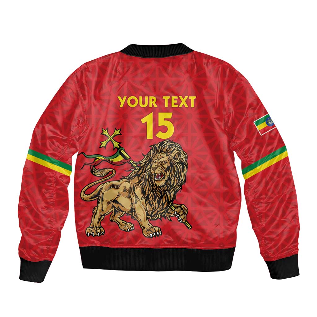 Custom Ethiopia Football Sleeve Zip Bomber Jacket Come On Walia Ibex
