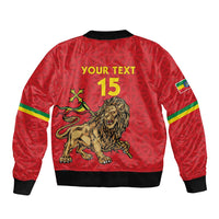Custom Ethiopia Football Sleeve Zip Bomber Jacket Come On Walia Ibex