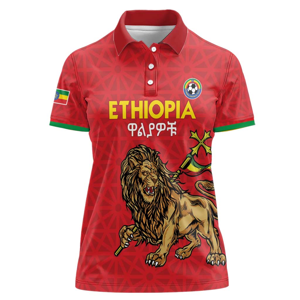 Custom Ethiopia Football Women Polo Shirt Come On Walia Ibex