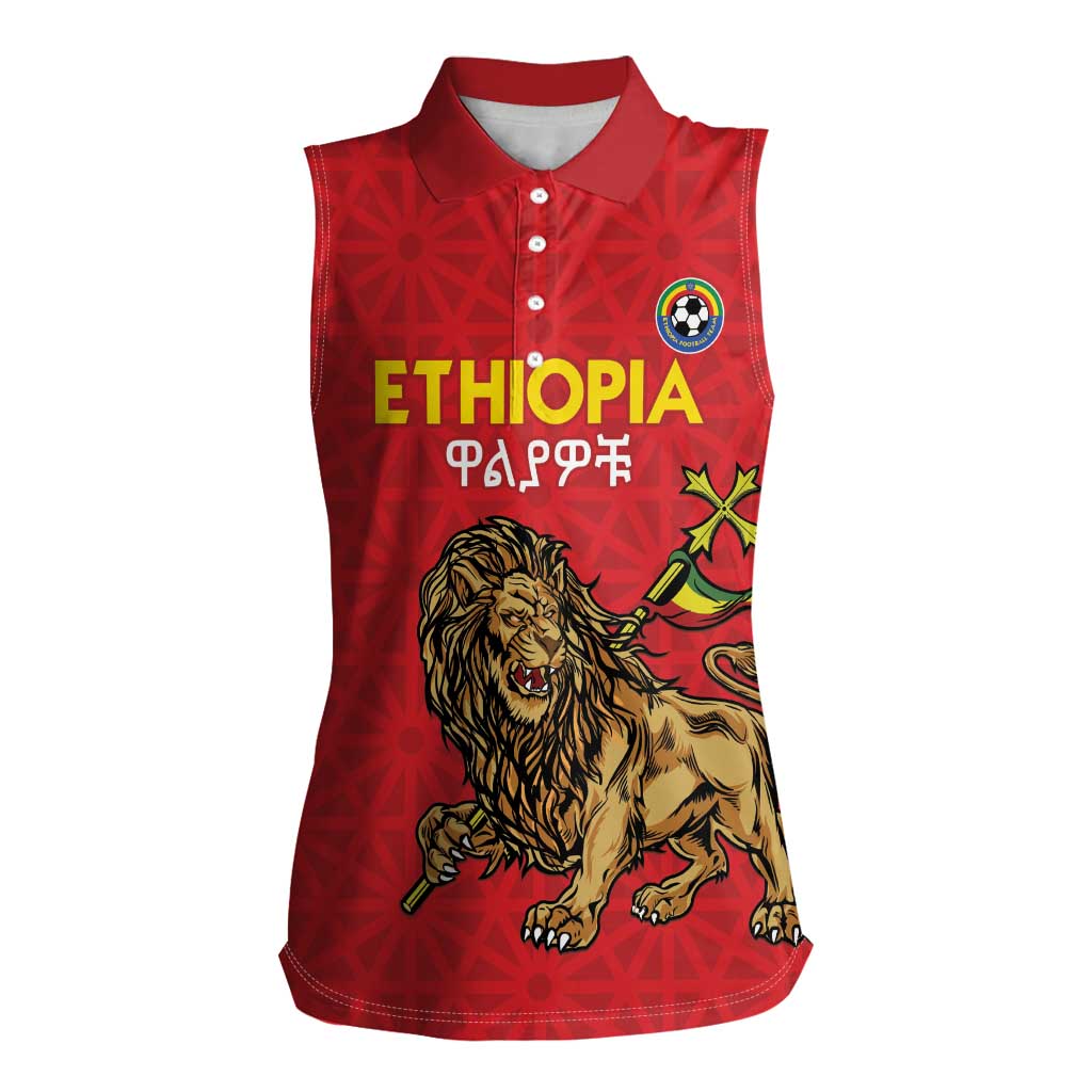 Custom Ethiopia Football Women Sleeveless Polo Shirt Come On Walia Ibex