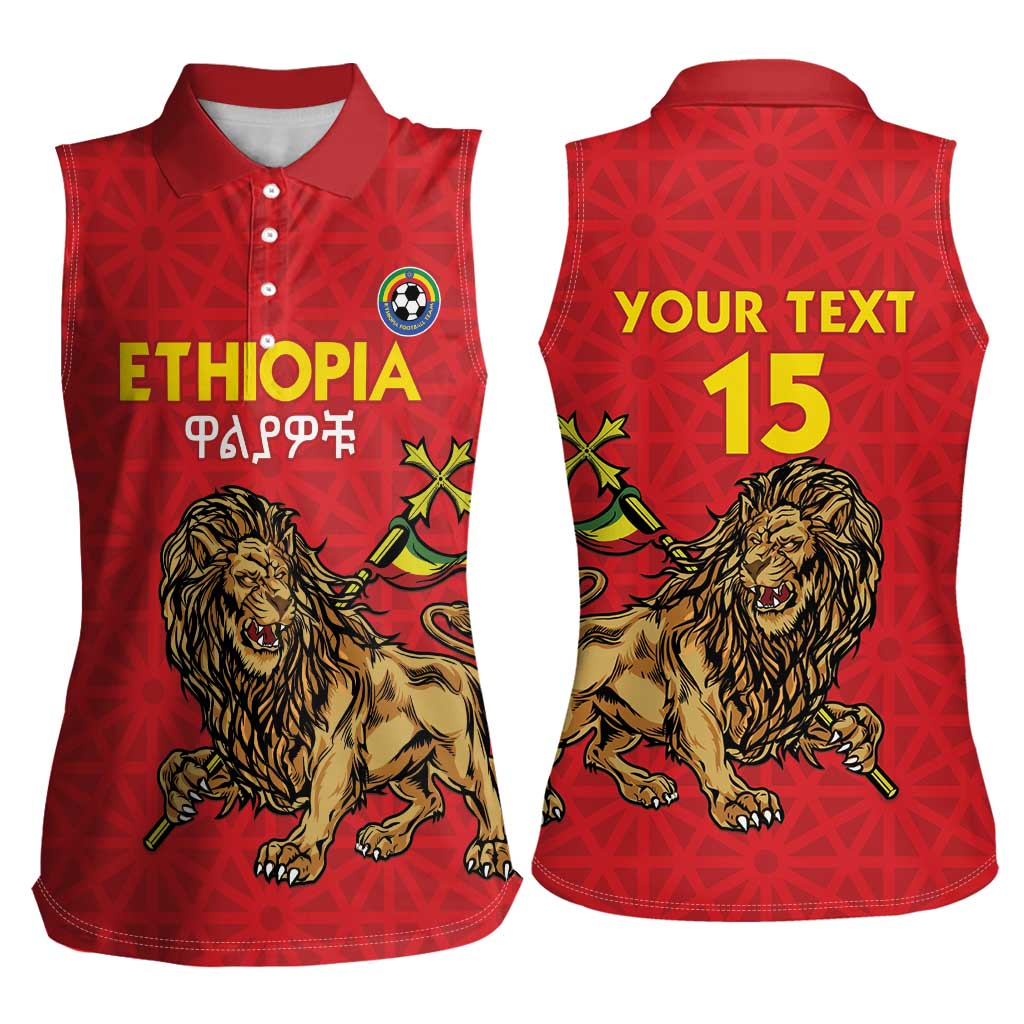 Custom Ethiopia Football Women Sleeveless Polo Shirt Come On Walia Ibex
