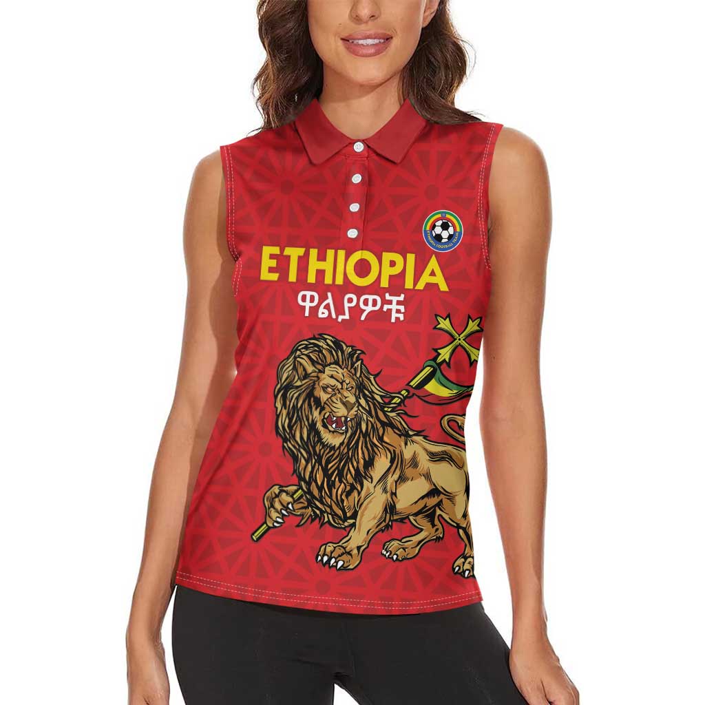 Custom Ethiopia Football Women Sleeveless Polo Shirt Come On Walia Ibex