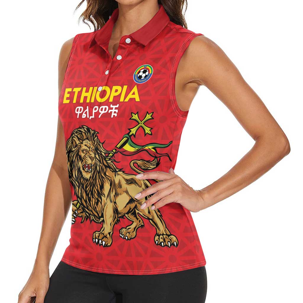 Custom Ethiopia Football Women Sleeveless Polo Shirt Come On Walia Ibex