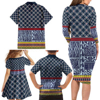 Toghu Bamenda Family Matching Long Sleeve Bodycon Dress and Hawaiian Shirt Cameroon North West Traditional Pattern