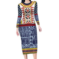 Toghu Bamenda Family Matching Long Sleeve Bodycon Dress and Hawaiian Shirt Cameroon North West Traditional Pattern