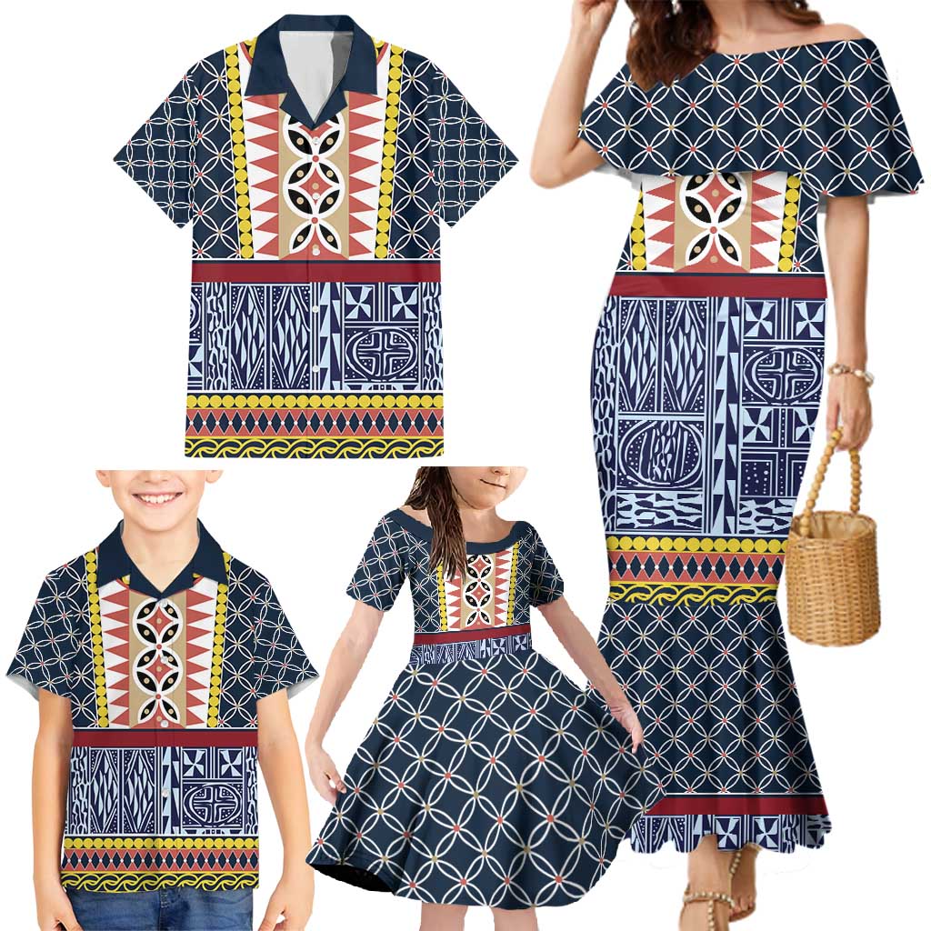 Toghu Bamenda Family Matching Mermaid Dress and Hawaiian Shirt Cameroon North West Traditional Pattern