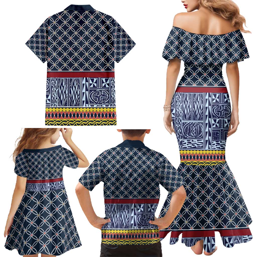 Toghu Bamenda Family Matching Mermaid Dress and Hawaiian Shirt Cameroon North West Traditional Pattern