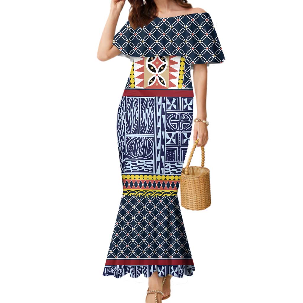 Toghu Bamenda Family Matching Mermaid Dress and Hawaiian Shirt Cameroon North West Traditional Pattern