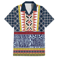 Toghu Bamenda Family Matching Off Shoulder Short Dress and Hawaiian Shirt Cameroon North West Traditional Pattern