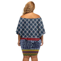 Toghu Bamenda Family Matching Off Shoulder Short Dress and Hawaiian Shirt Cameroon North West Traditional Pattern