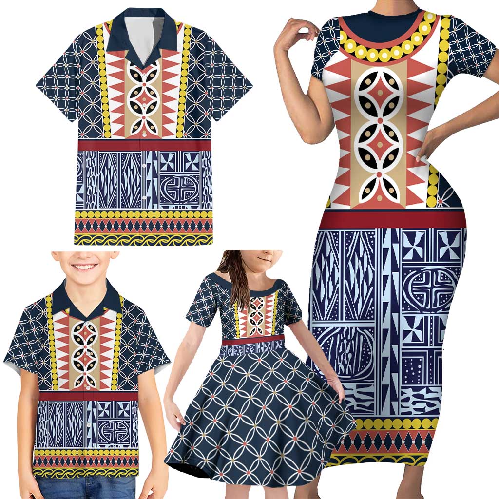 Toghu Bamenda Family Matching Short Sleeve Bodycon Dress and Hawaiian Shirt Cameroon North West Traditional Pattern