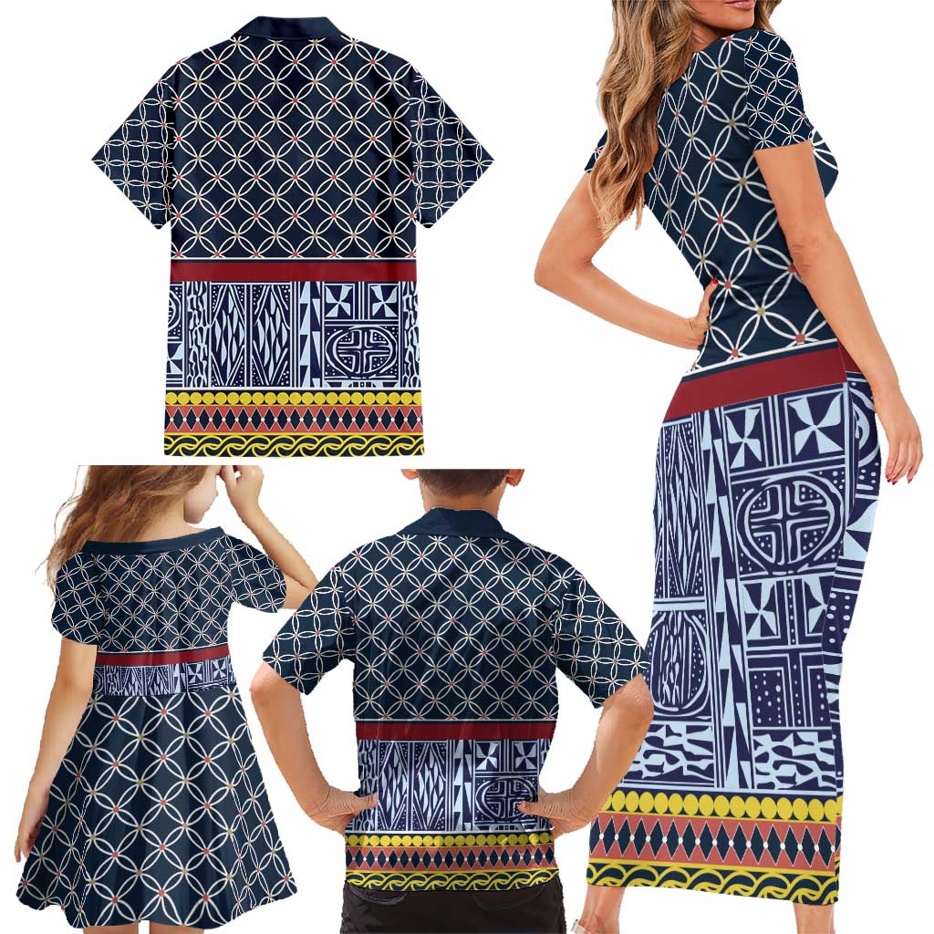 Toghu Bamenda Family Matching Short Sleeve Bodycon Dress and Hawaiian Shirt Cameroon North West Traditional Pattern