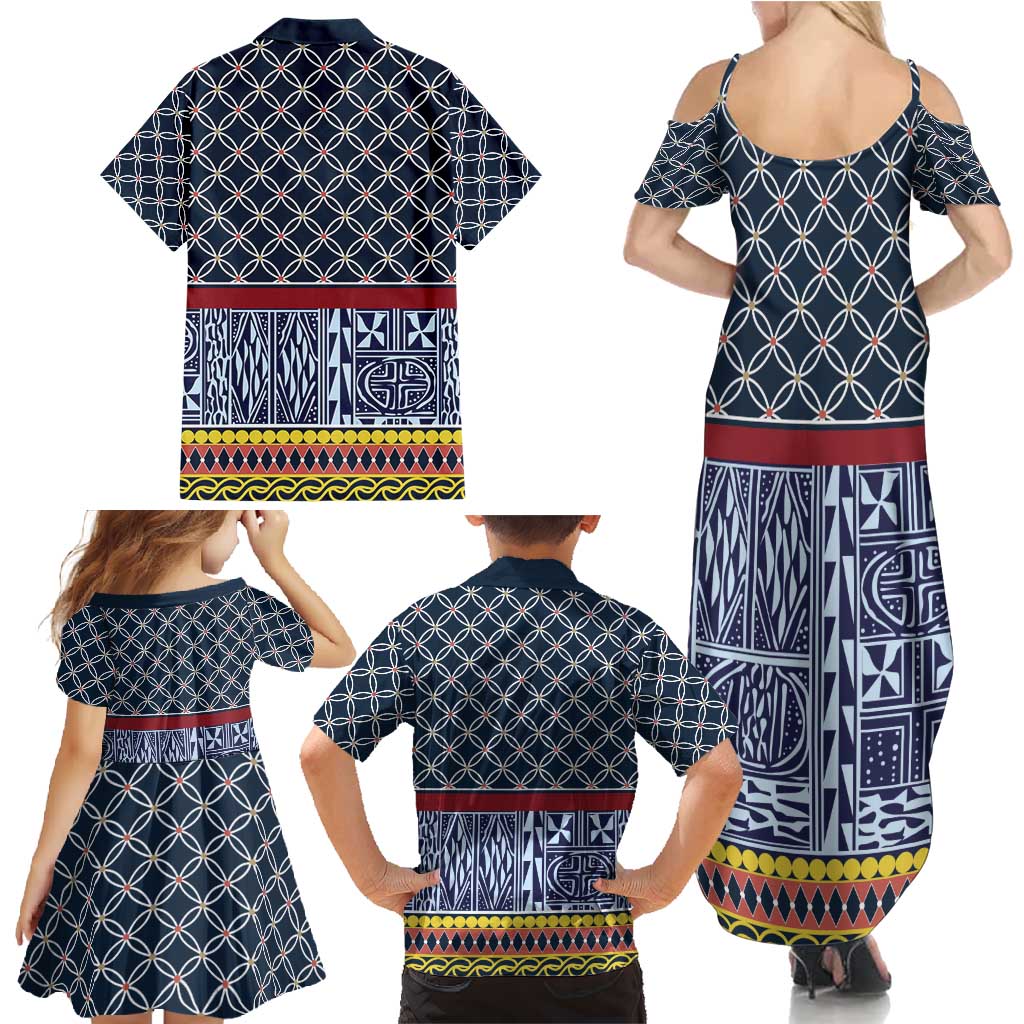Toghu Bamenda Family Matching Summer Maxi Dress and Hawaiian Shirt Cameroon North West Traditional Pattern