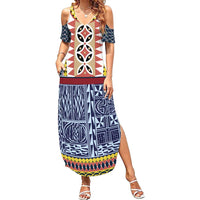 Toghu Bamenda Family Matching Summer Maxi Dress and Hawaiian Shirt Cameroon North West Traditional Pattern