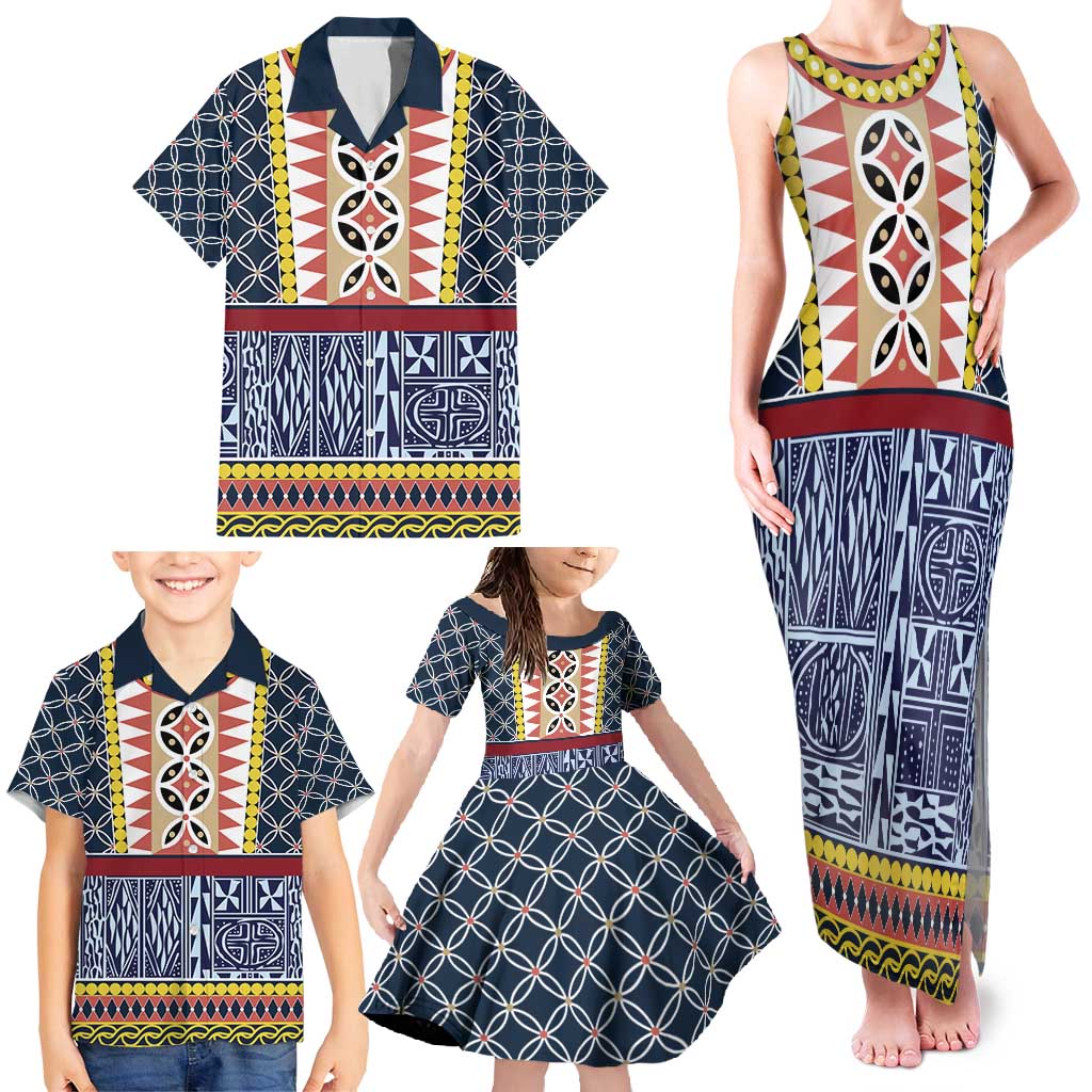 Toghu Bamenda Family Matching Tank Maxi Dress and Hawaiian Shirt Cameroon North West Traditional Pattern