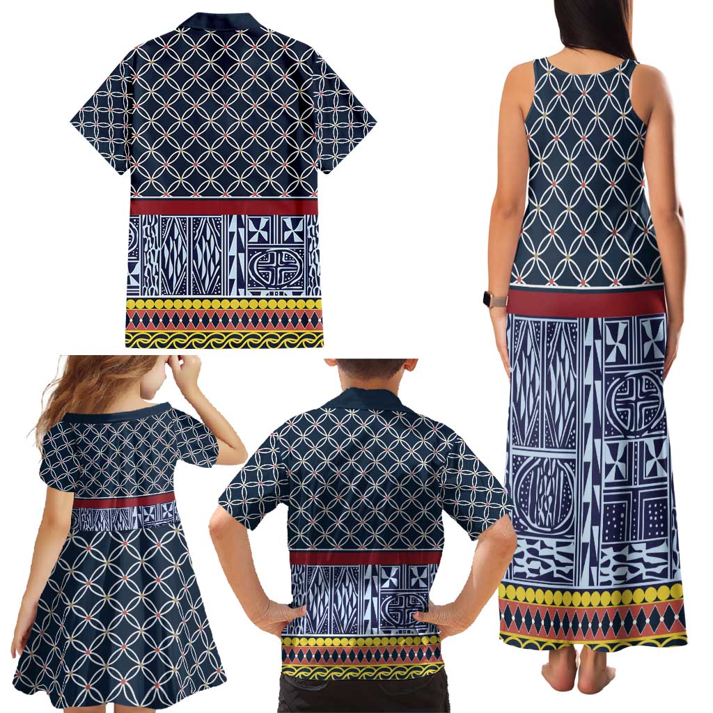 Toghu Bamenda Family Matching Tank Maxi Dress and Hawaiian Shirt Cameroon North West Traditional Pattern