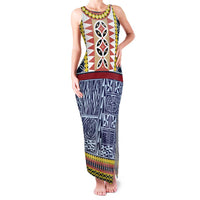 Toghu Bamenda Family Matching Tank Maxi Dress and Hawaiian Shirt Cameroon North West Traditional Pattern