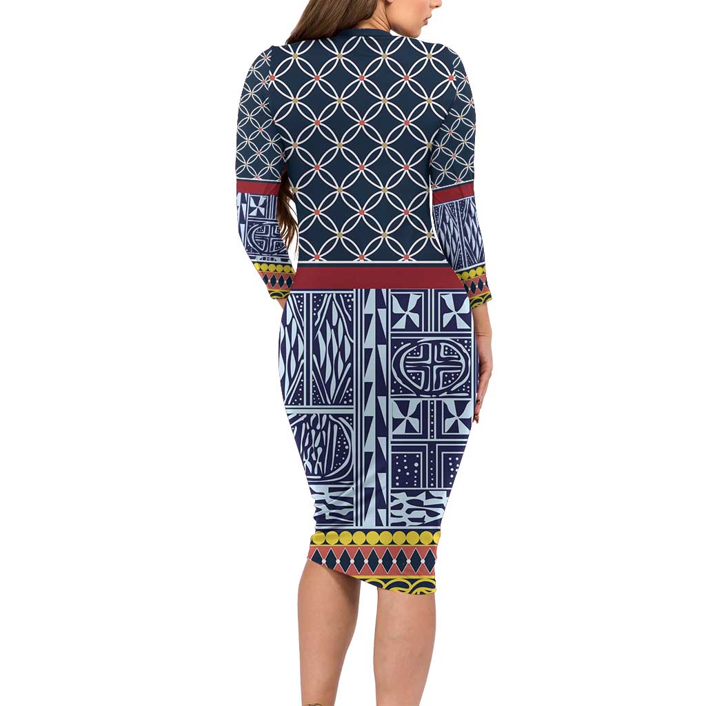 Toghu Bamenda Long Sleeve Bodycon Dress Cameroon North West Traditional Pattern