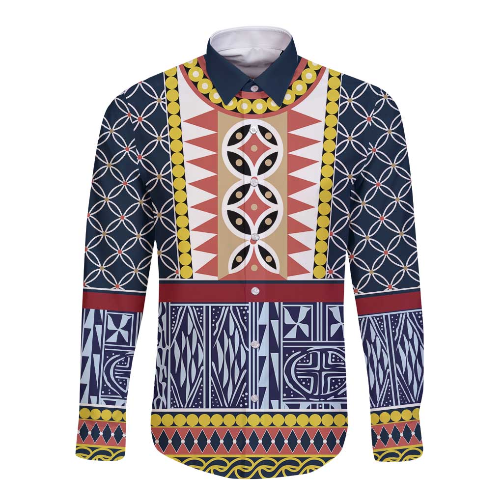 Toghu Bamenda Long Sleeve Button Shirt Cameroon North West Traditional Pattern