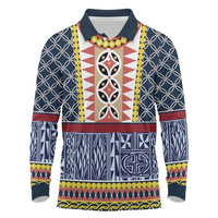 Toghu Bamenda Long Sleeve Polo Shirt Cameroon North West Traditional Pattern