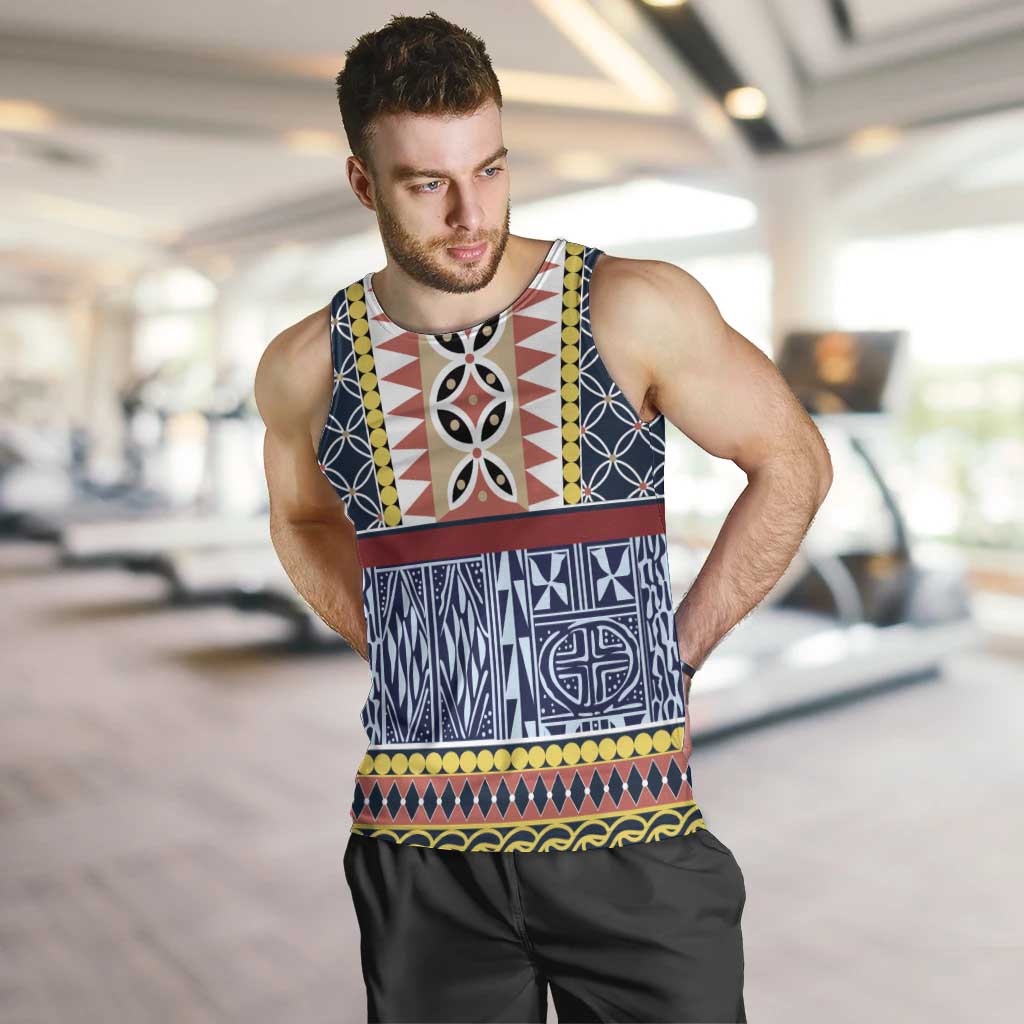Toghu Bamenda Men Tank Top Cameroon North West Traditional Pattern