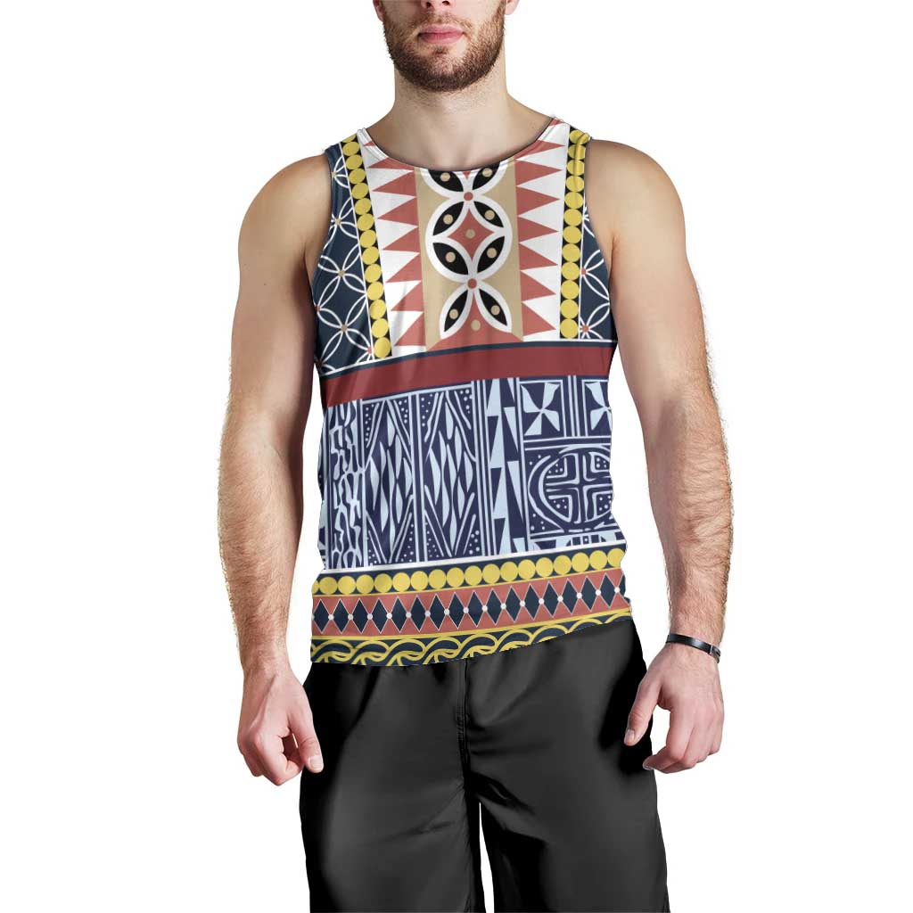 Toghu Bamenda Men Tank Top Cameroon North West Traditional Pattern
