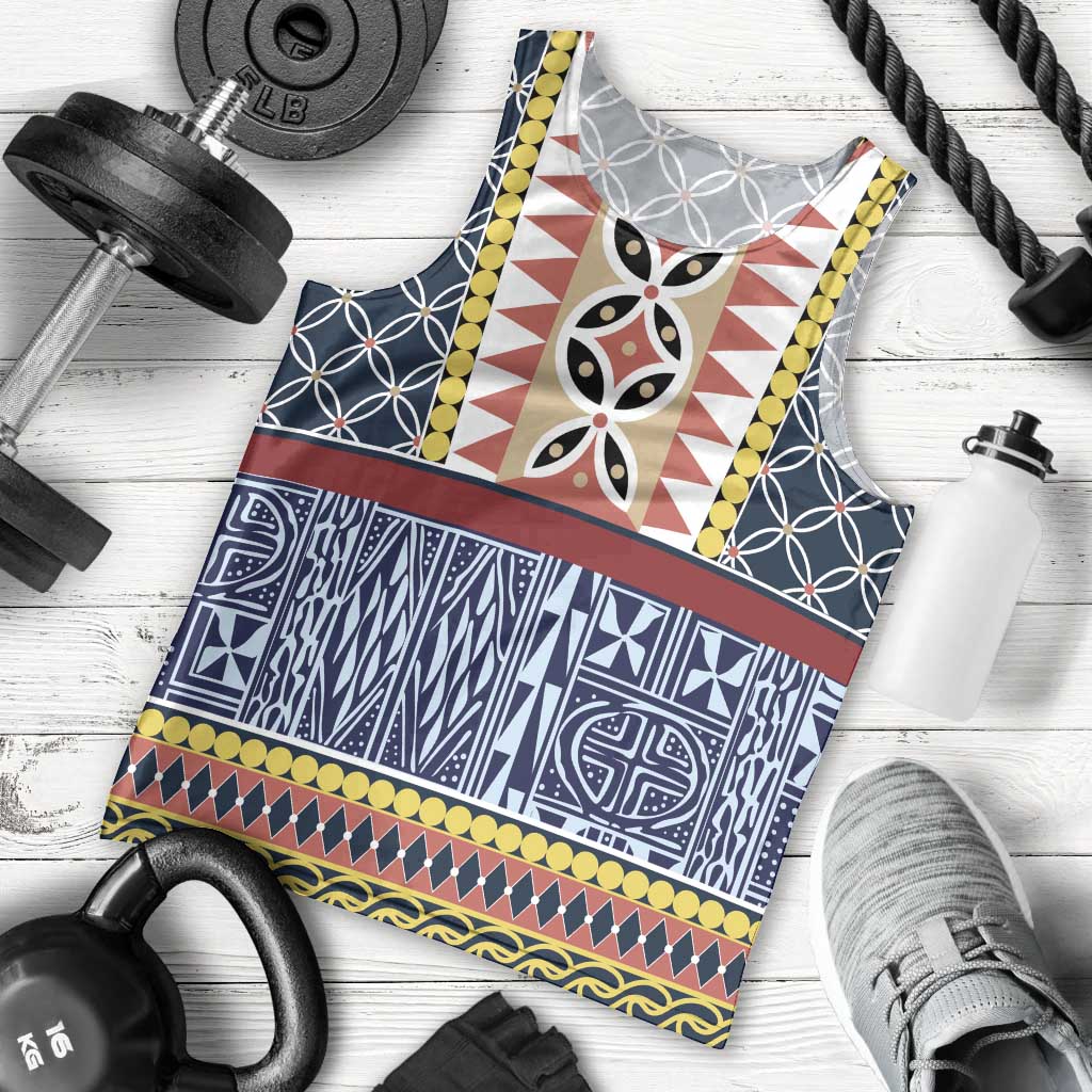 Toghu Bamenda Men Tank Top Cameroon North West Traditional Pattern