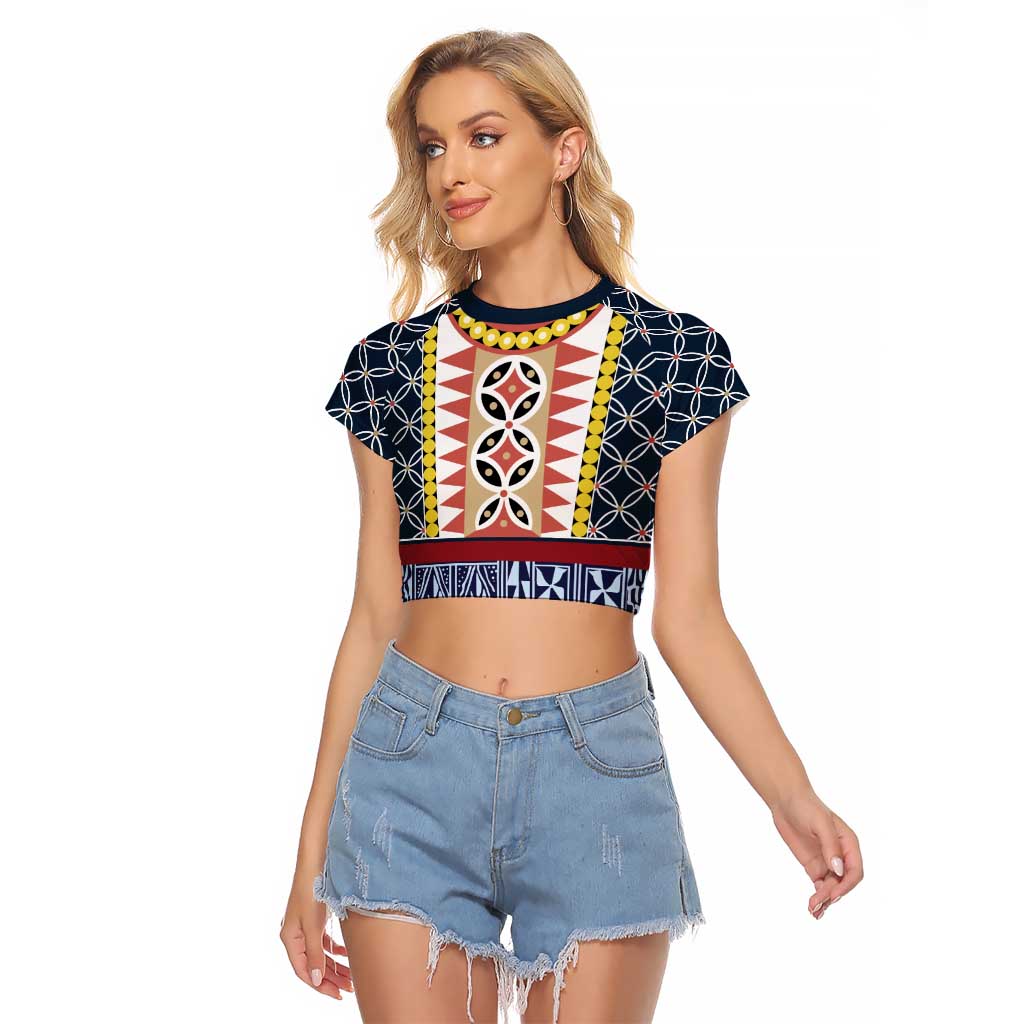 Toghu Bamenda Raglan Cropped T Shirt Cameroon North West Traditional Pattern