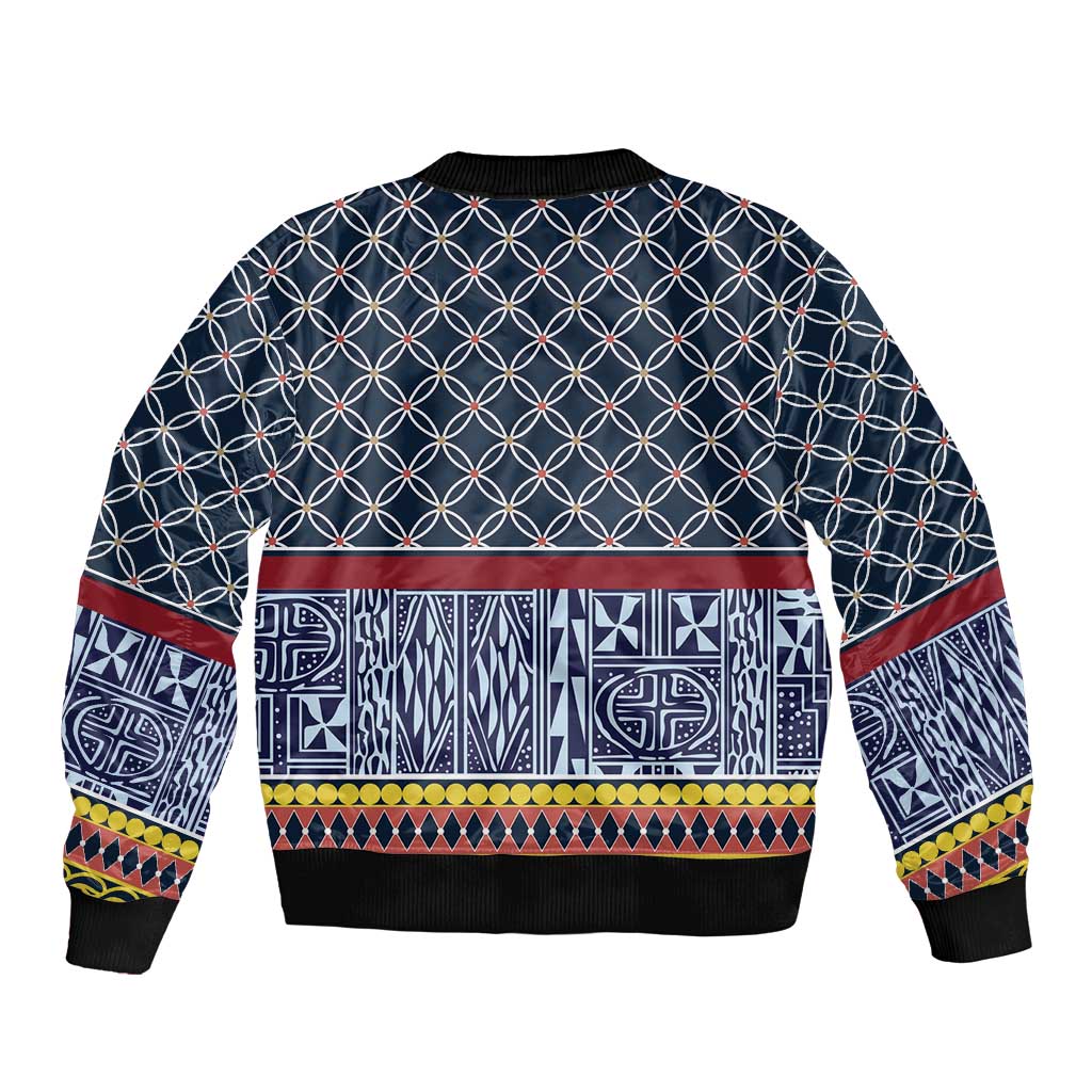 Toghu Bamenda Sleeve Zip Bomber Jacket Cameroon North West Traditional Pattern