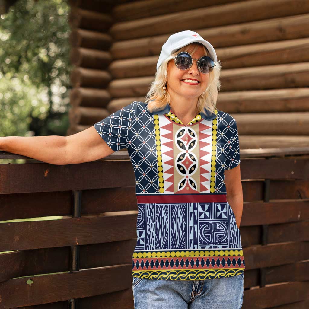 Toghu Bamenda Women Polo Shirt Cameroon North West Traditional Pattern
