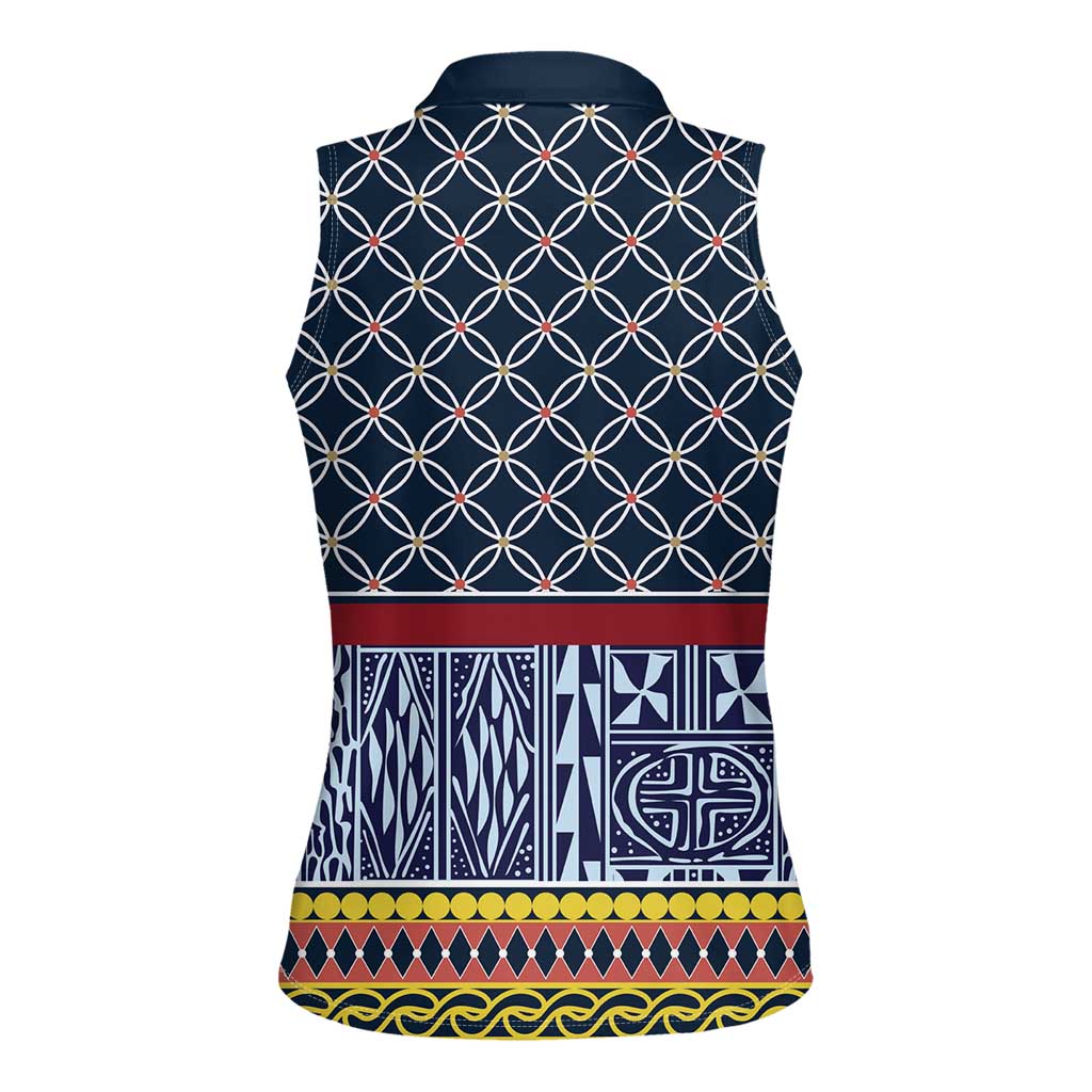 Toghu Bamenda Women Sleeveless Polo Shirt Cameroon North West Traditional Pattern
