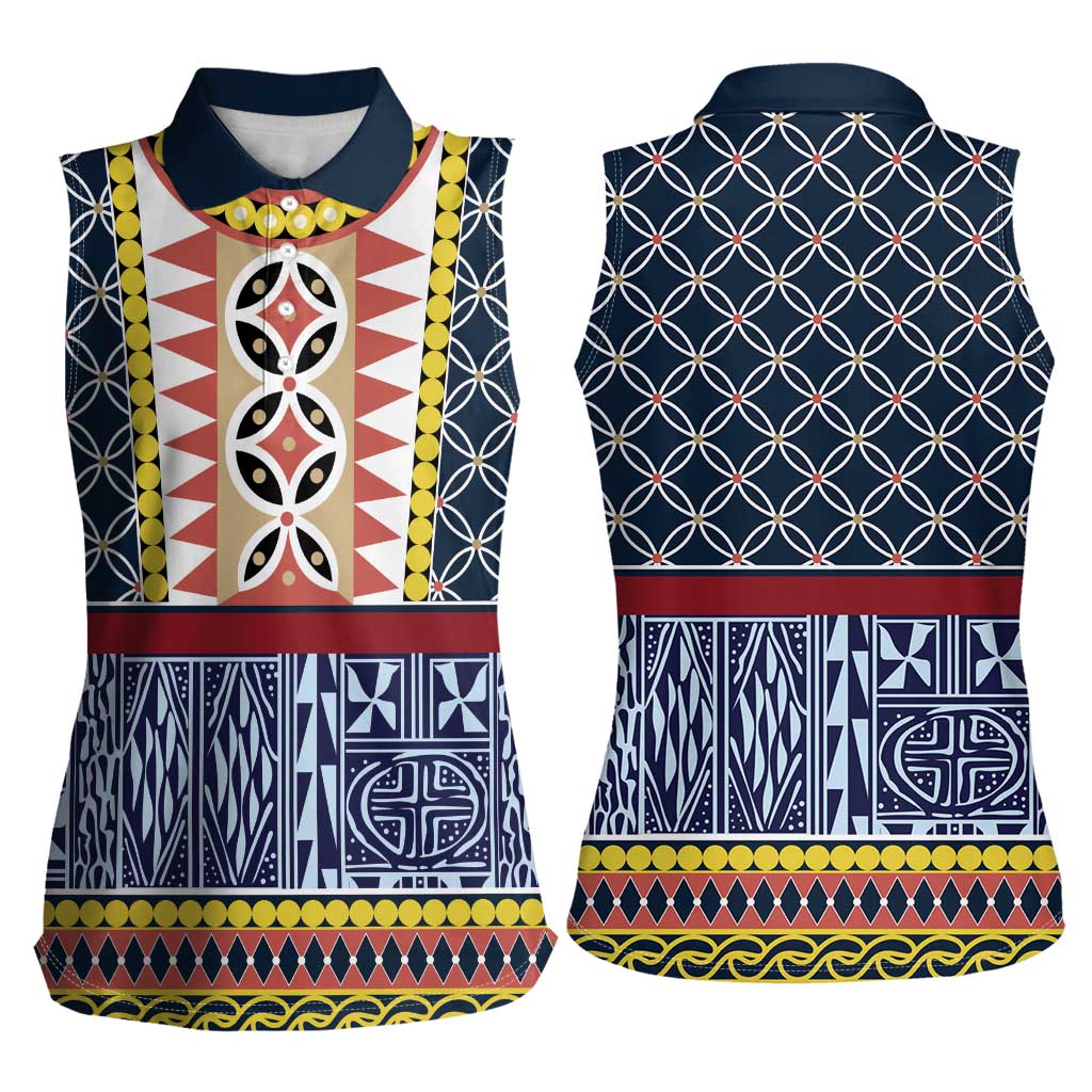 Toghu Bamenda Women Sleeveless Polo Shirt Cameroon North West Traditional Pattern