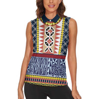 Toghu Bamenda Women Sleeveless Polo Shirt Cameroon North West Traditional Pattern